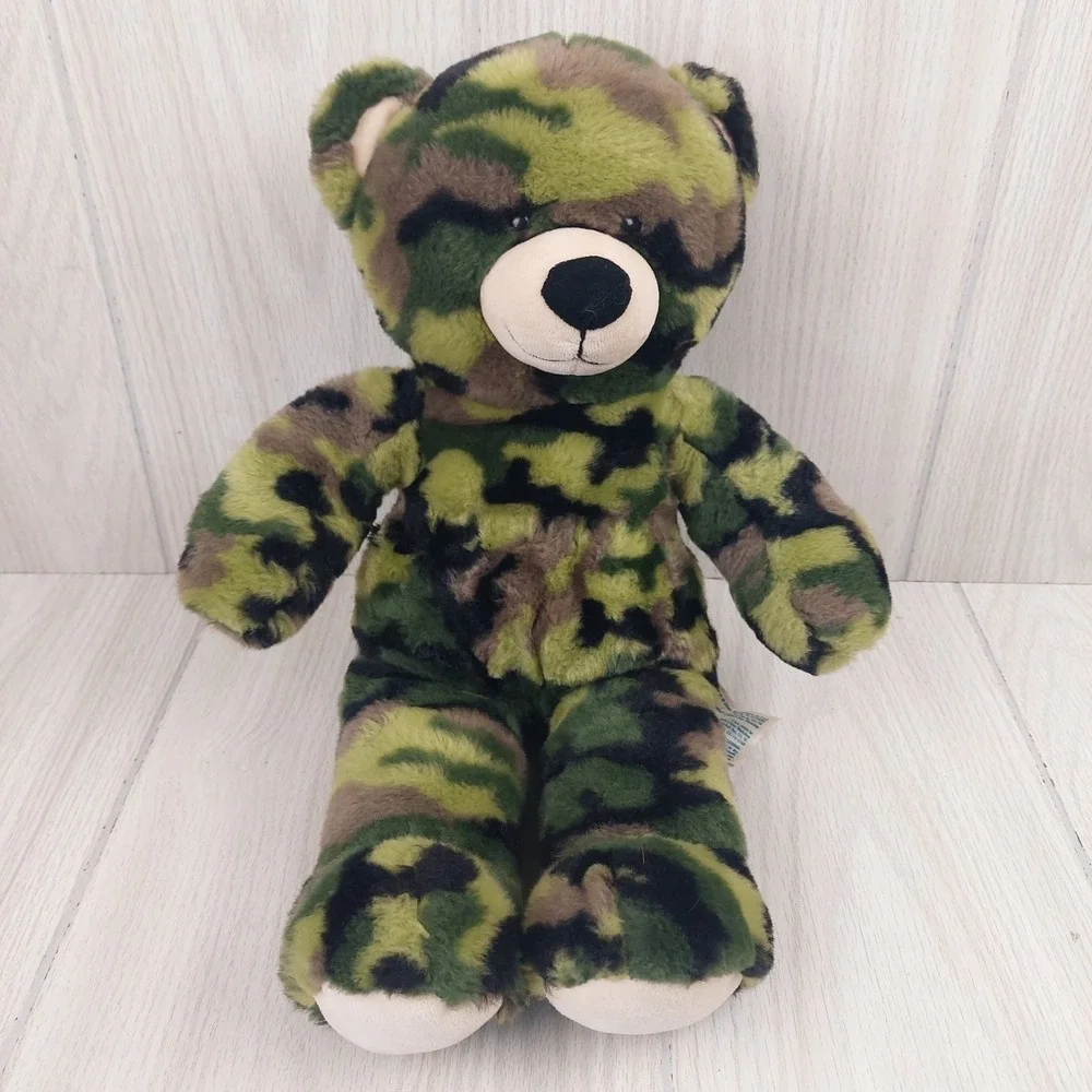 Build-A-Bear‎ Camouflage Teddy Bear Plush Unisex 17in Green Brown Woodland Camo